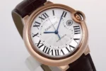 Cartier Ballon Bleu 42mm Rose Gold Brown Leather - Image 8