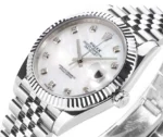 Rolex Datejust 41mm Silver Stainless Steel Watch with Diamond Dial, Fluted Bezel - Image 4