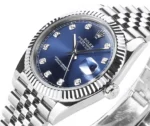 Rolex Datejust 41mm Watch – Silver with Blue Dial, Diamond Markers - Image 4