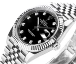 Rolex Datejust 41mm Watch – Silver with Black Dial, Diamond Markers - Image 4