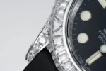 Rolex Yacht-Master 42mm Black Dial Diamond Bezel Rubber Strap Watch - Image 4