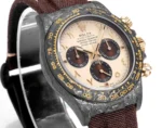 Rolex Daytona Carbon Fiber Custom Edition Watch – Black with Brown Strap - Image 4
