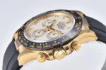 Rolex Daytona 116518 Gold Engraved Natural Cloud Mother-of-Pearl Dial Watches with Black Rubber Strap - Image 4