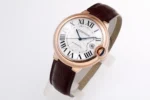 Cartier Ballon Bleu 42mm Rose Gold Brown Leather - Image 7
