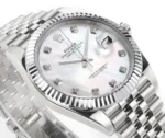 Rolex Datejust 41mm Silver Stainless Steel Watch with Diamond Dial, Fluted Bezel - Image 5