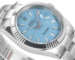 Rolex Datejust with 3235 Movement – Silver Stainless Steel, Ice Blue Dial, Fluted Bezel - Image 5
