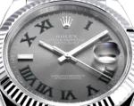 Rolex Datejust 41mm Watch – Silver with Grey Dial, Fluted Bezel - Image 6