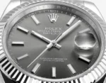 Rolex Datejust 41mm Watch – Silver Fluted Bezel, Grey Dial, Stainless Steel Bracelet Rolex - Image 6