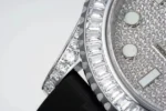 Rolex Yacht-Master 42mm Diamond Set Watch – Silver Dial with Black Rubber Strap - Image 6