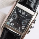 Cartier Tank W5330007 Silver Black Leather - Image 5