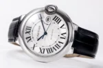 Cartier Ballon Bleu 42mm Silver Black Leather - Image 5