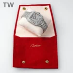 Cartier Santos Full Diamond Bezel Silver Watch - Image 3